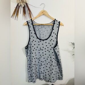 Lucky Brand Navy Gray Star Sleeveless Top Size XL